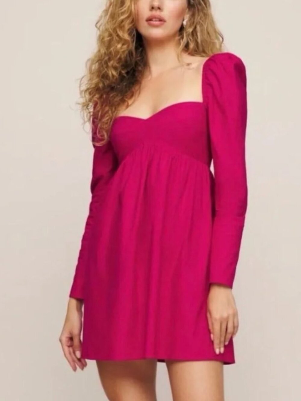 Reformation Kenzi Dress Bright Pink, Size 6